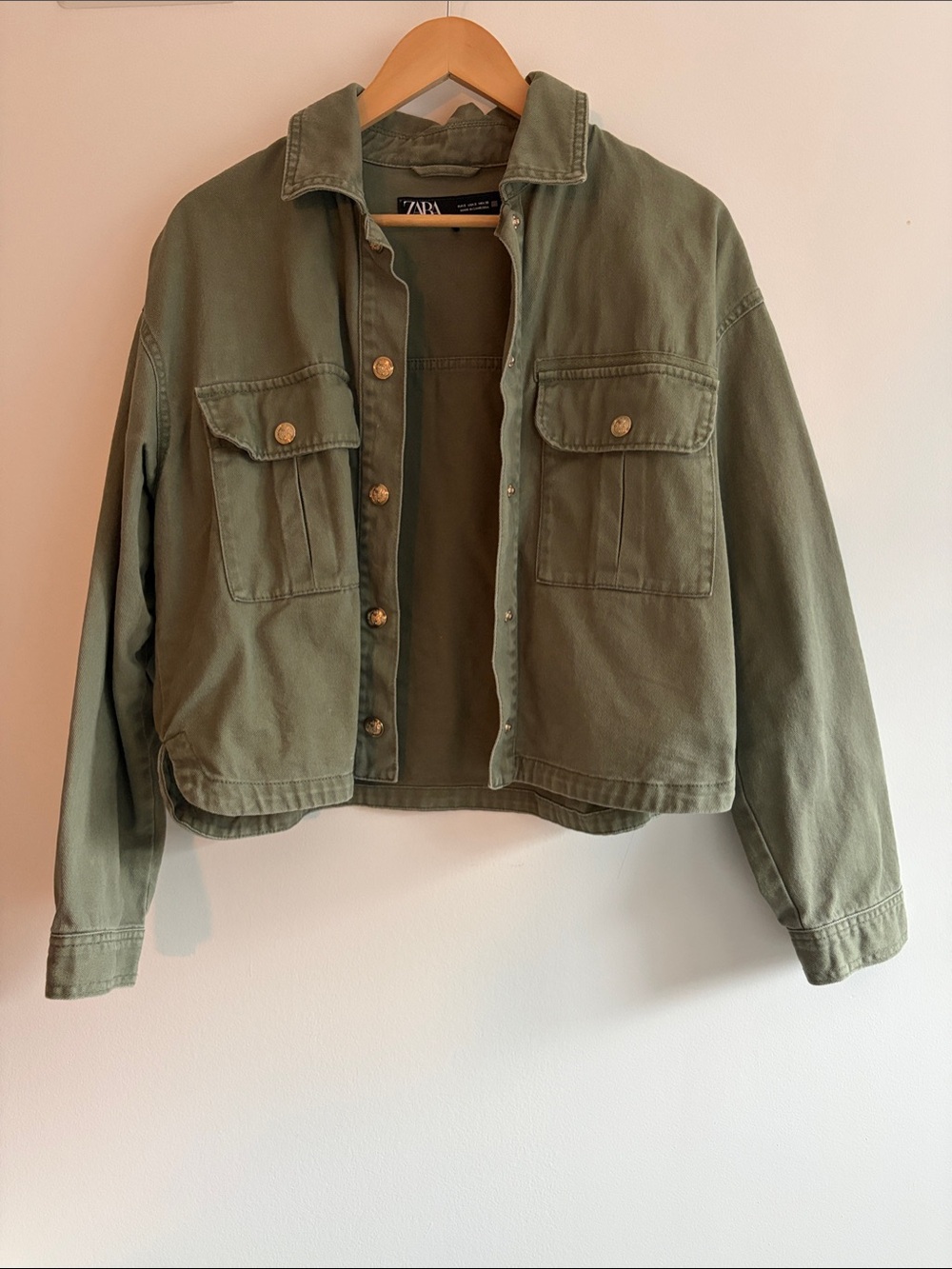 Zara Military-Inspired Olive Utility Jacket